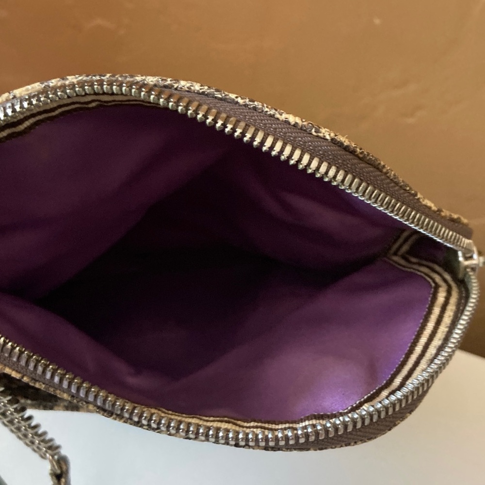 Henri Bendel Cream and Brown Snake Print Clutch - Picture 5 of 10